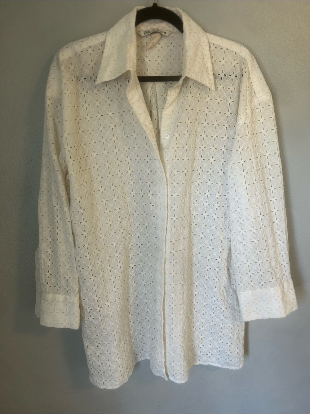 Zara eyelet button down tunic top